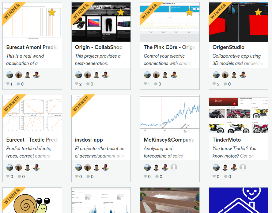 Alternative projects on devpost, most of them winners